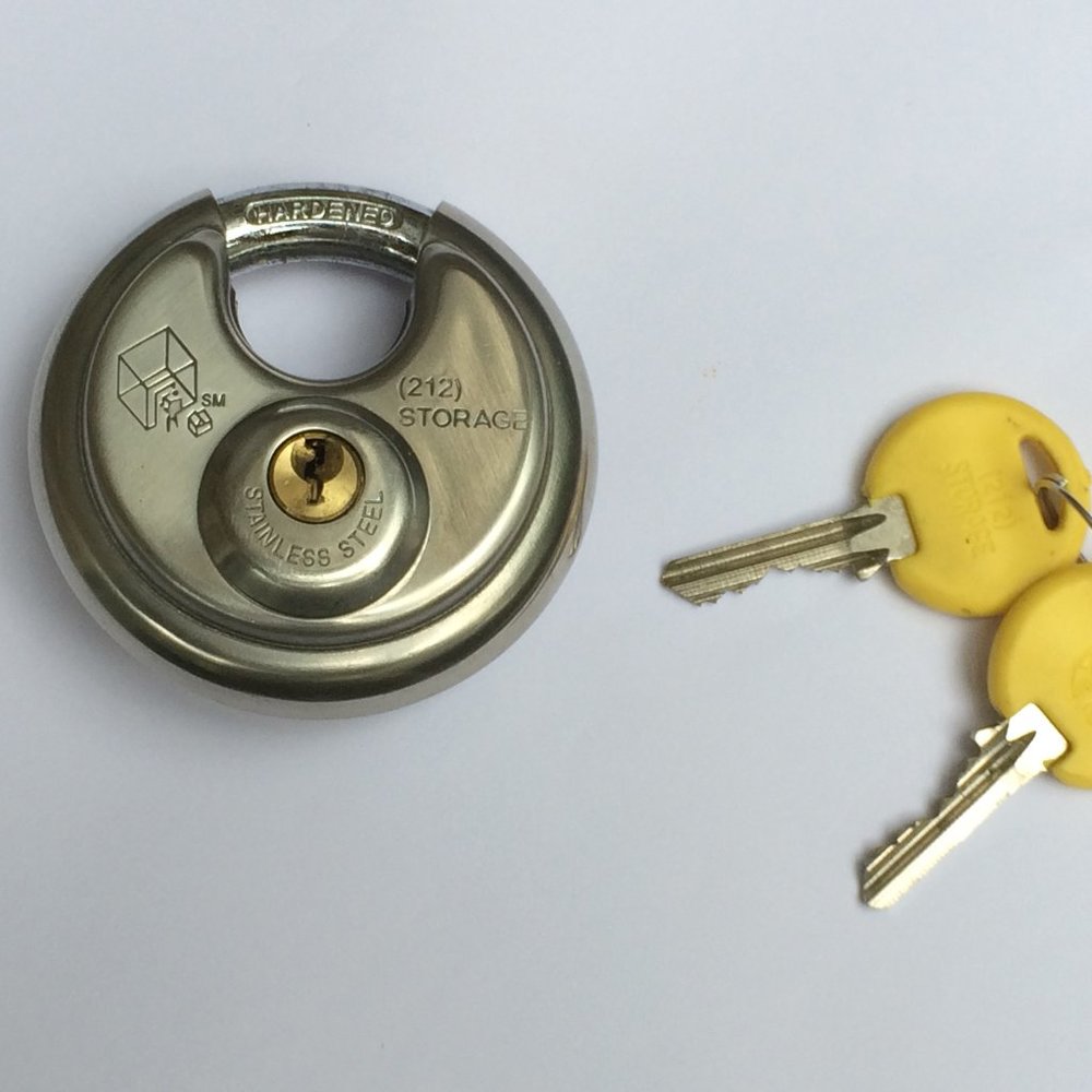 Stainless Steel Heavy Duty Round Disc Storage Pad Lock with 2 Keys